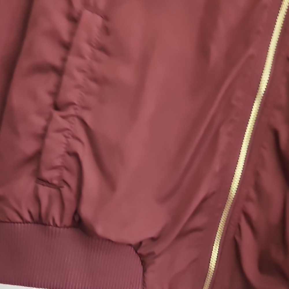 Old Navy Red Bomber Jacket with Ribbed Details - Picture 4 of 7